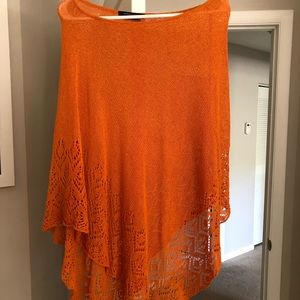 BCBG orange lightweight sweater poncho